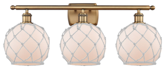 Ballston Farmhouse Rope 3 Light Bathroom Vanity Light in Brushed Brass ...
