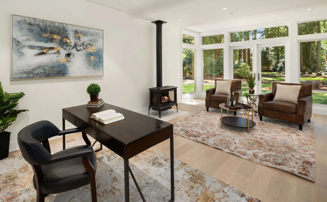 Bridle Trails New Construction transitional-home-office