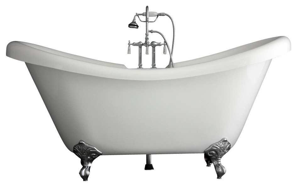 Double Slipper Clawfoot Bathtub/Faucet Package, 59" Traditional