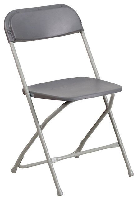 Flash Hercules Series Premium Plastic Folding Chair, Grey - LE-L-3-GREY-GG