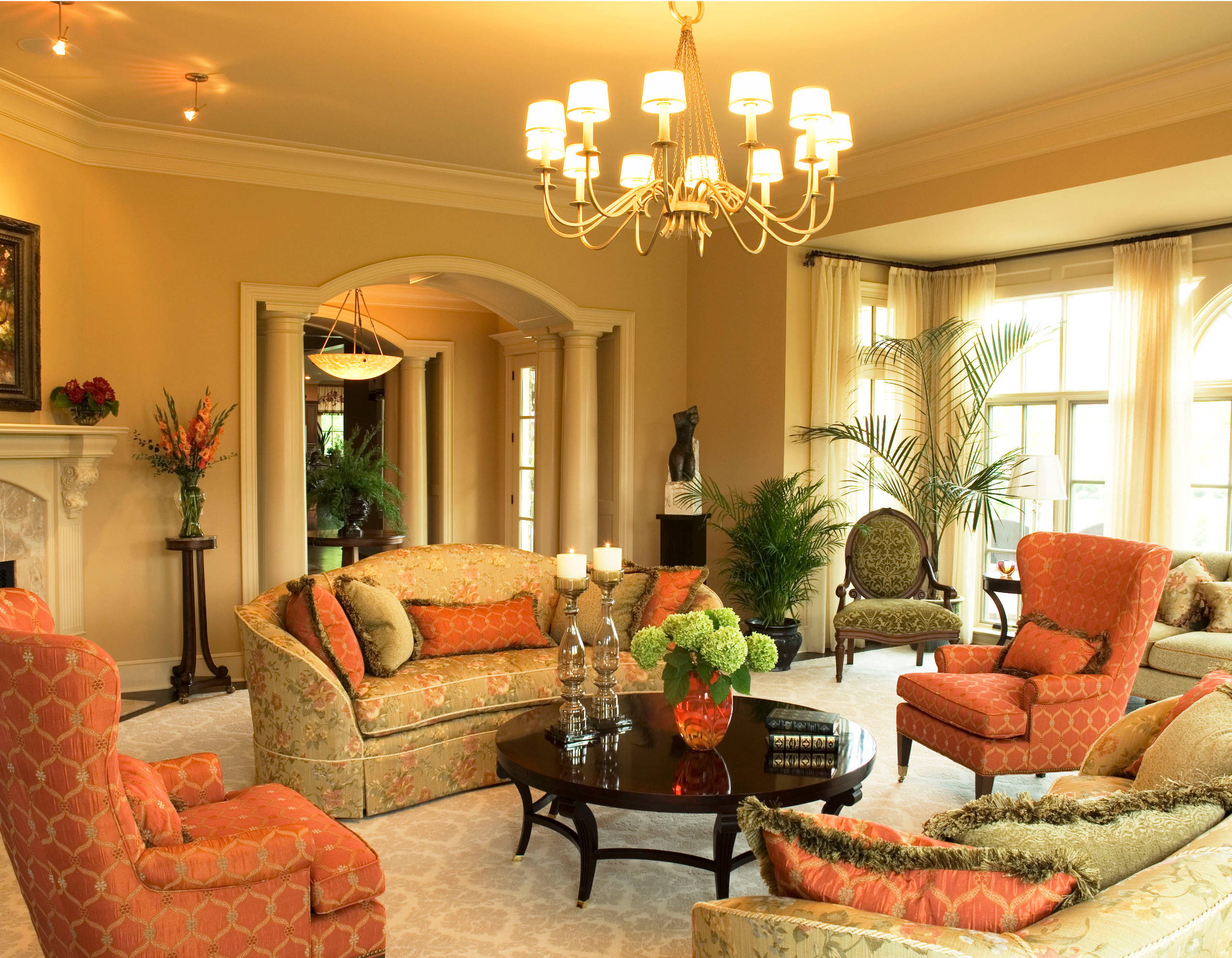 peach wall color living room