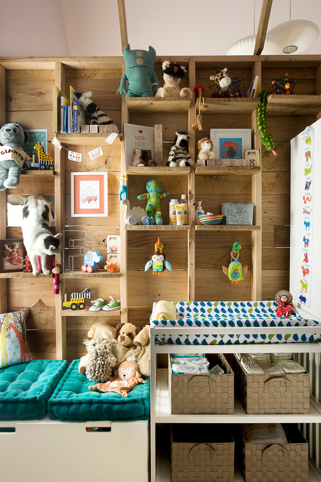Inspiration for an eclectic gender-neutral nursery in San Francisco.