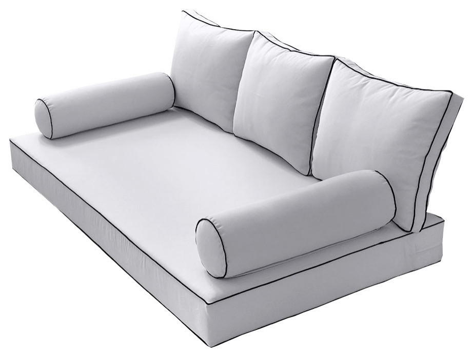 S3 Twin Size 6PC ContrastPipe Daybed Mattress Cushion Bolster Complete Set AD105 Mattresses