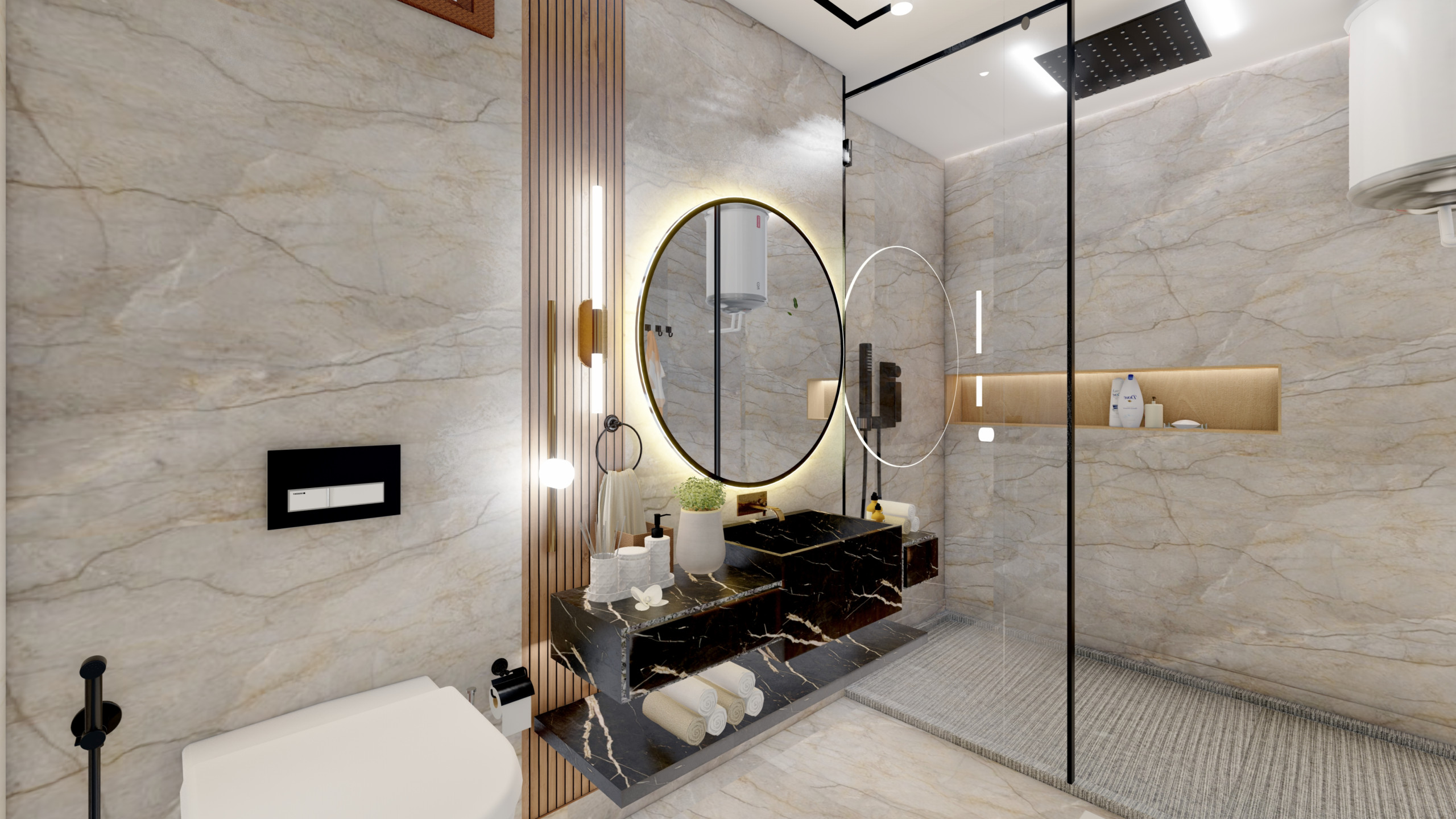 Lavish Bathroom with Marble Accents in Sevenoaks