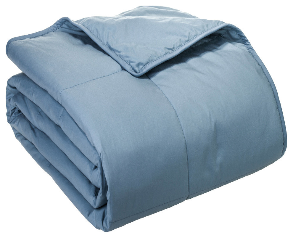 Cottonpure 100% Sustainable Cotton Filled Blanket, Smoke Blue, King