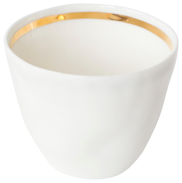 Porcelain and Gold Mugs, Set of 4