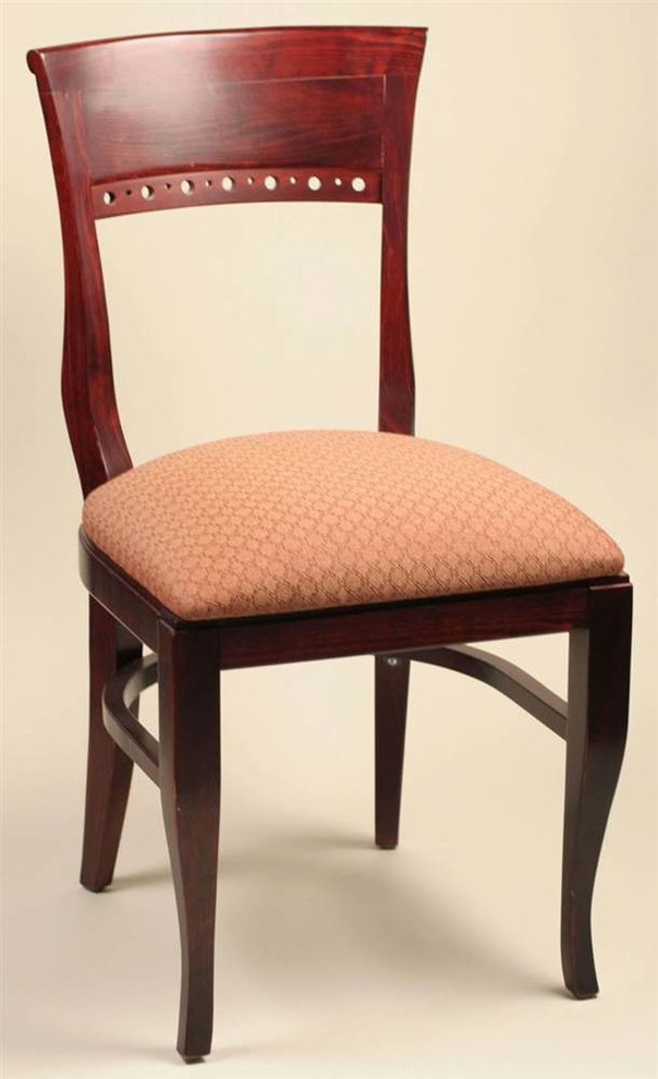 Biedermeier Dining Chair in Solid Beech Wood w Upholstered Seat (Walnut)