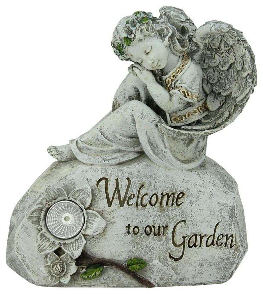 10" Religious Angel "Welcome To Our Garden" Patio Statue