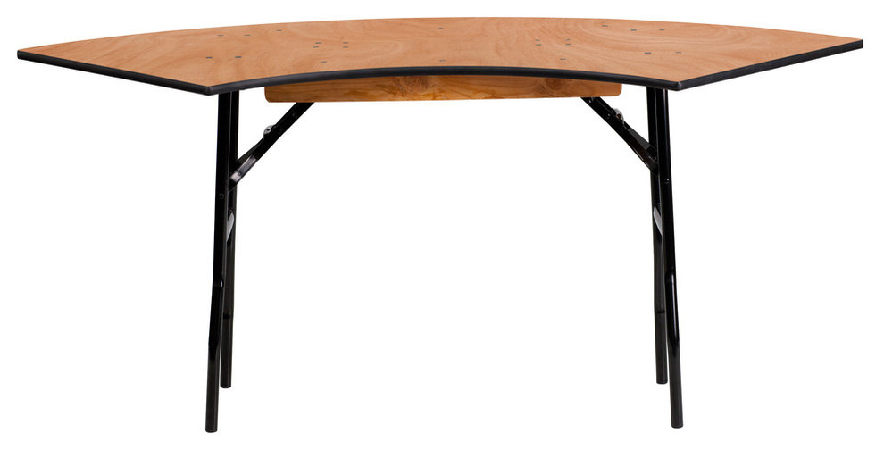 5.5'x2' Serpentine Wood Folding Banquet Table