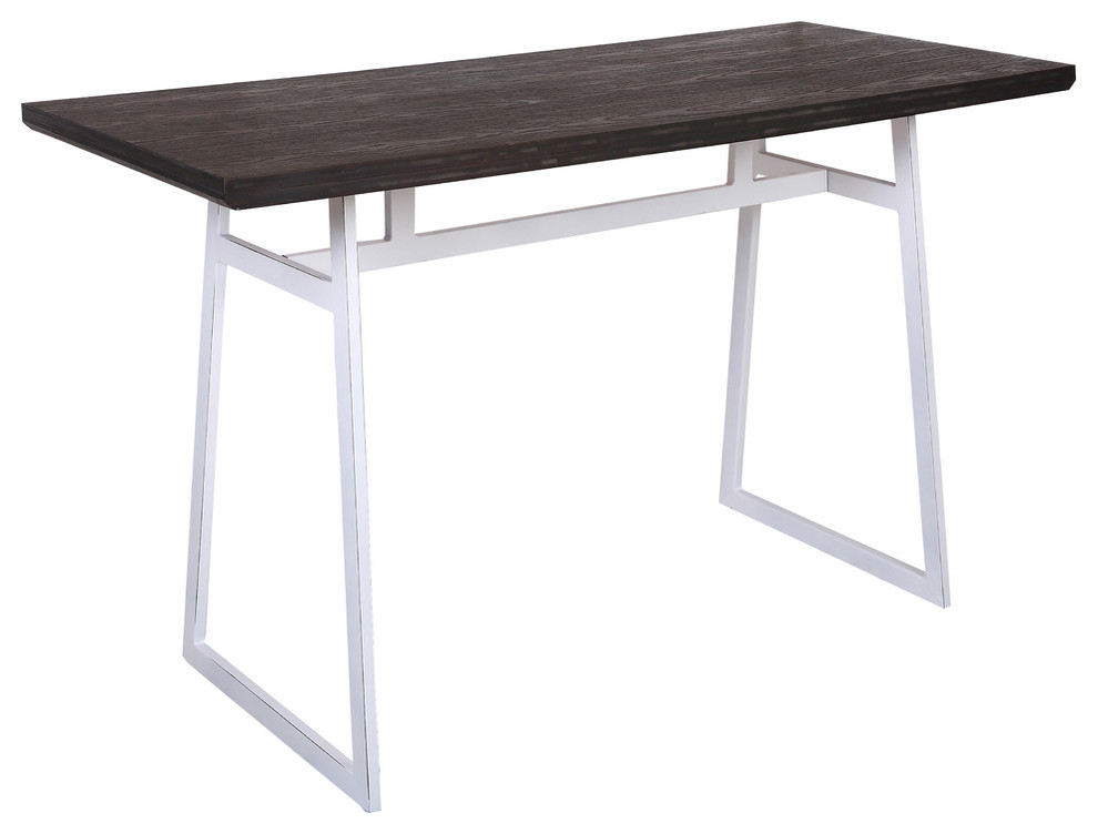Lumisource Geo Counter Table, White Metal and Espresso Wood