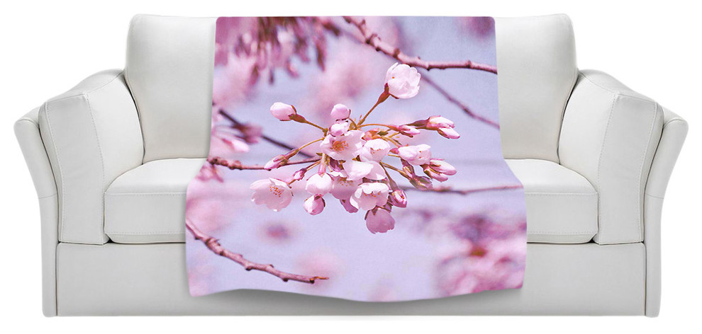 Vintage Spring Lilac Pink Throw Blanket, 90"x90"