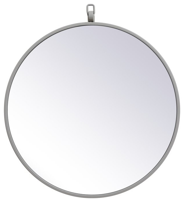 Elegant Decor MR4718GR Metal Frame Round Mirror, Decorative Hook, 18"