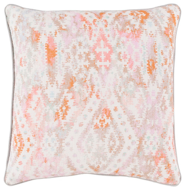 Roxanne by Surya Pillow Cover, Pink/Pale Pink/Orange, 22' x 22'