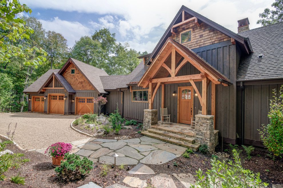 Timberpeg on Town Mountain in Asheville Rustic Exterior Other by Living Stone Design + Build