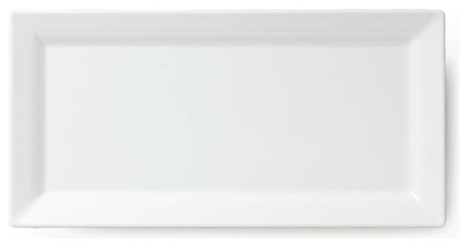 QSquared Melamine Diamond White 14"x7" Small Rectangle Platter