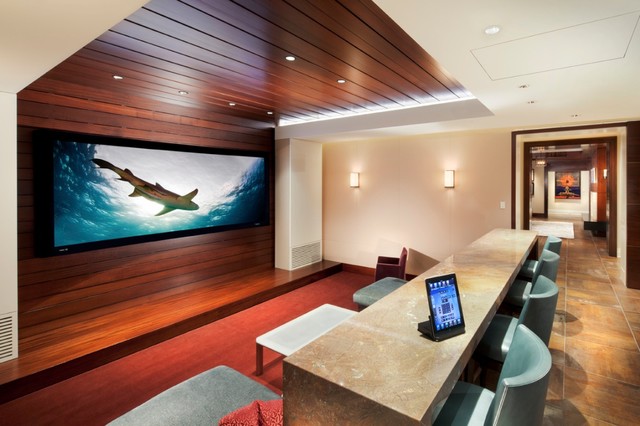 Cozy Private Theater With Hidden Projector Modern