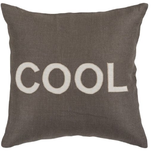 'Cool' Text Decorative Throw Pillow, Charcoal Gray and White