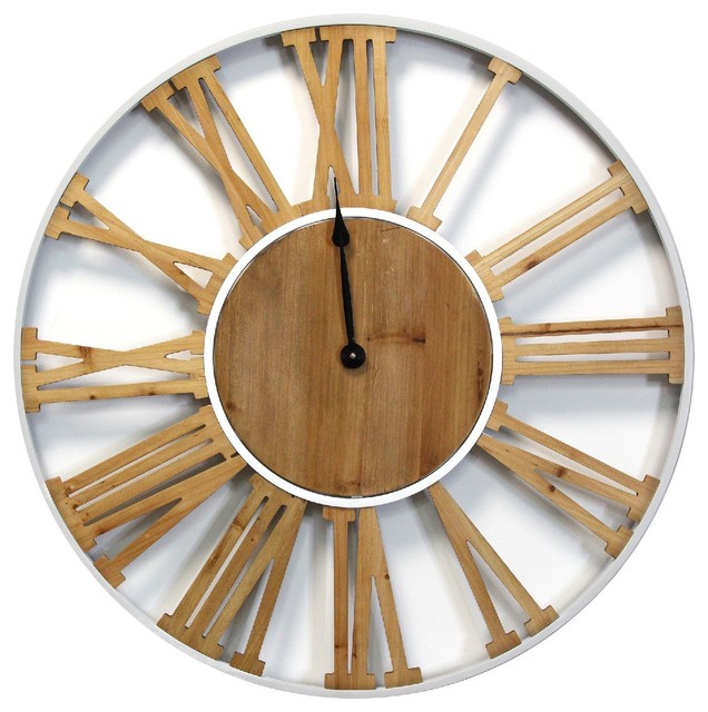 Stratton Home Decor Franklin Wood and Metal Clock Transitional Wall Clocks by Stratton