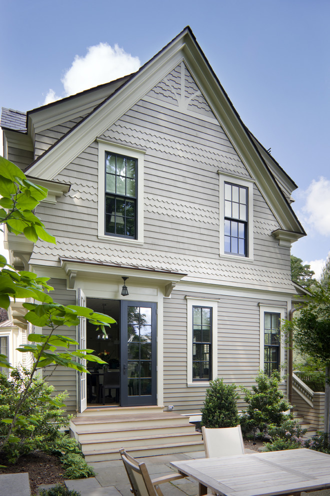 Design ideas for a traditional exterior in Boston with wood siding.