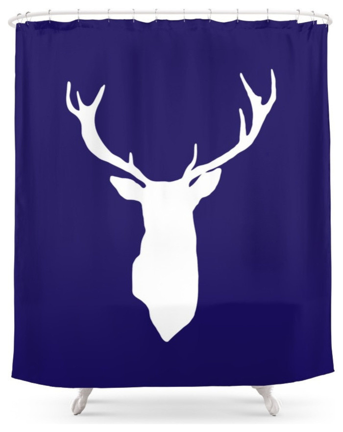 Deer Antler Navy Blue Shower Curtain Rustic Shower Curtains By Society6