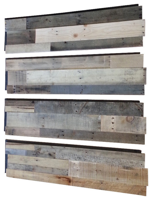 Reclaimed Wood Wall Panels, Set of 4, 16'x16'