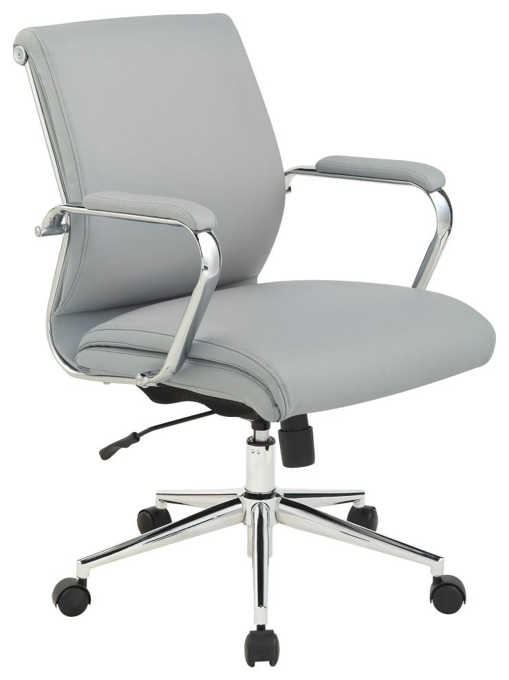 Mid Back Manager's Office Chair With Dillon Snow Fabric and Chrome Base