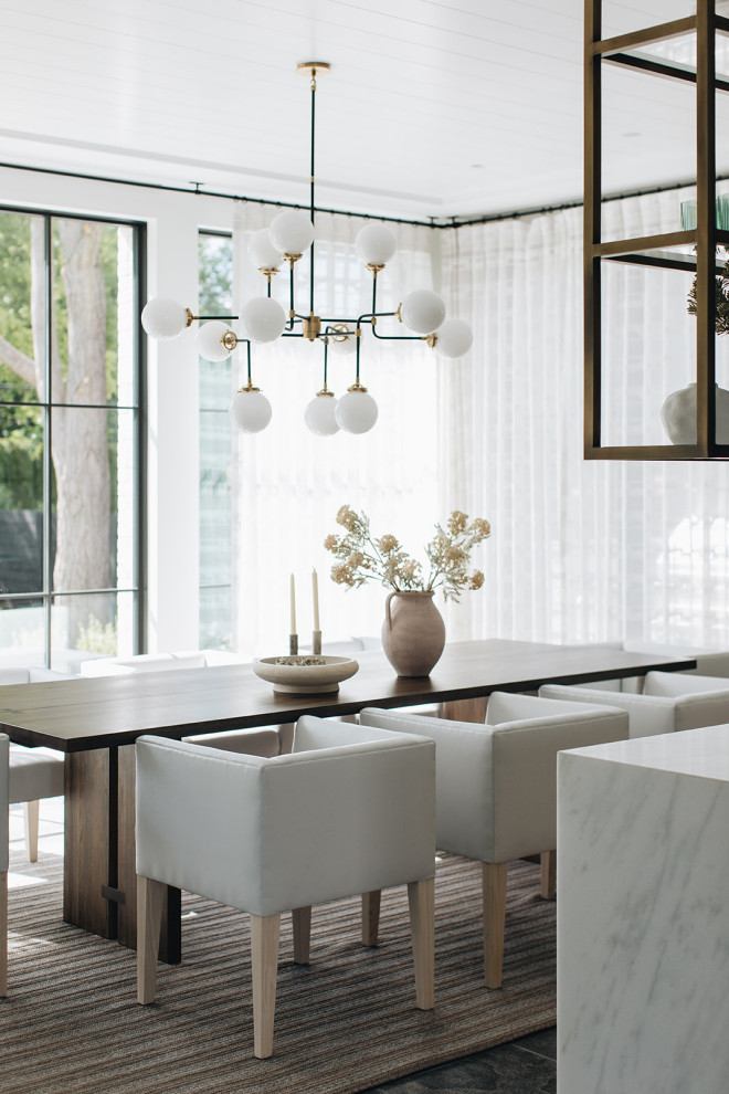 Example of a transitional dining room design in Chicago