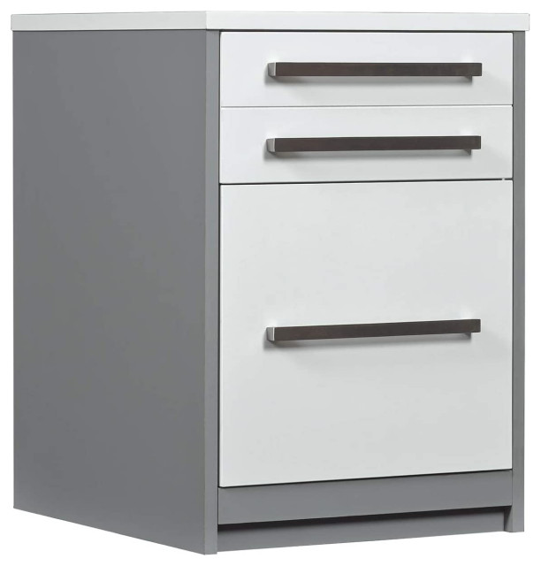 Modern Filing 3 Storage and 2 USB Ports, Pure Grey