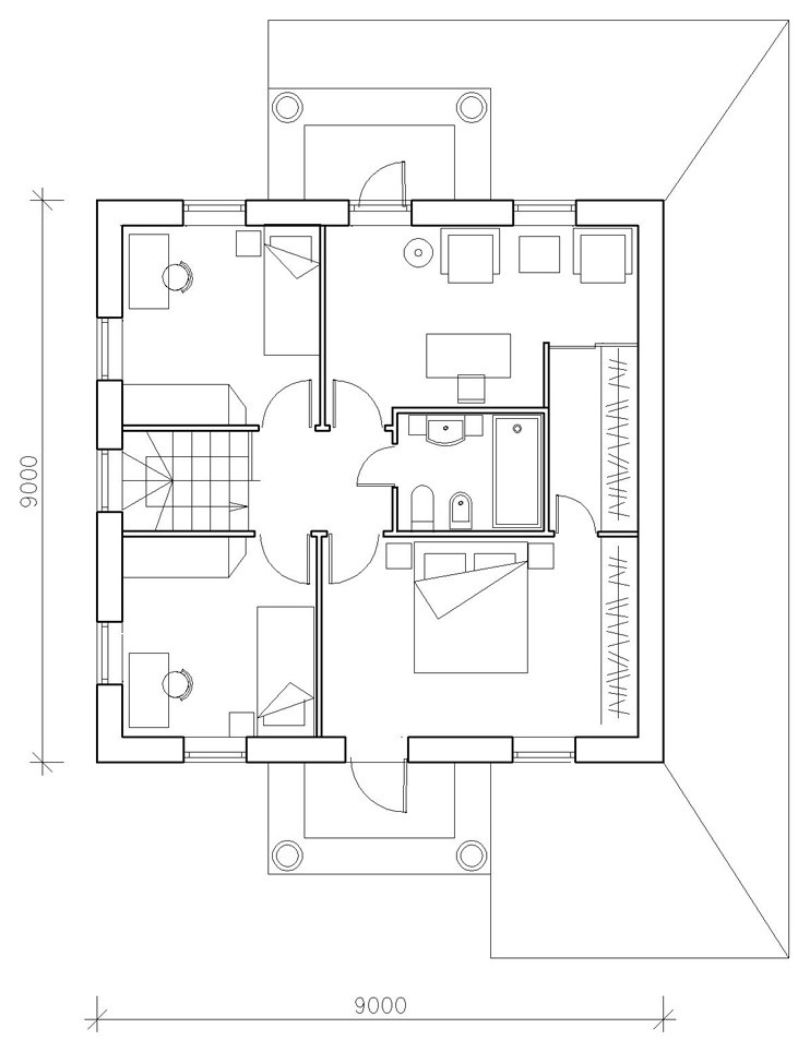Загородный дом в классике 140 кв.м. План 2 этажа.