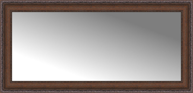 35"x17" Custom Framed Mirror, Embossed Brown