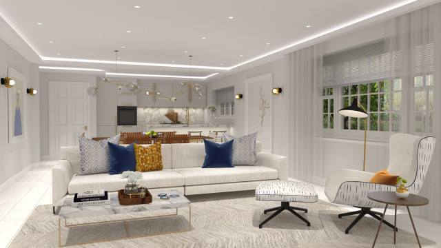 Park Village East, Regents Park - Mid-century Modern Living Room midcentury-living-room