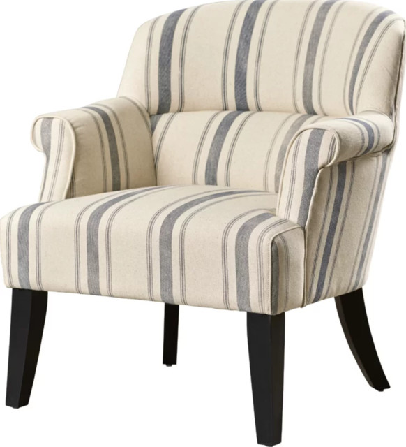 Striped Upholstered Armchair Transitional Armchairs And Accent