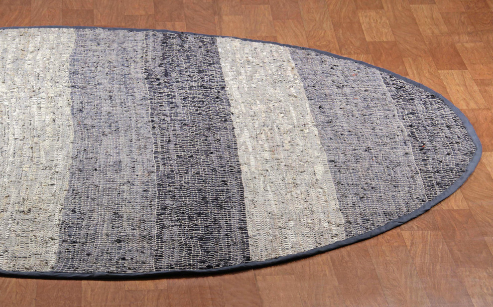 Brown Matador Leather Chindi 3'x3' Round Rug Contemporary Doormats by PlushRugs Houzz