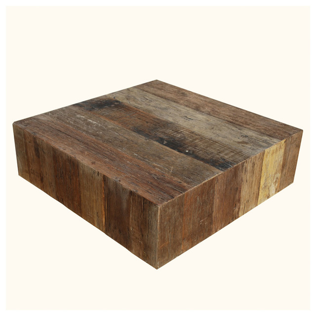 Appalachian Rustic Old Wood Square Box Style Coffee Table