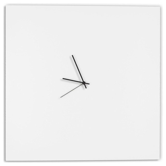 Whiteout Square Clock Large, Minimalist Modern White Metal Clocks