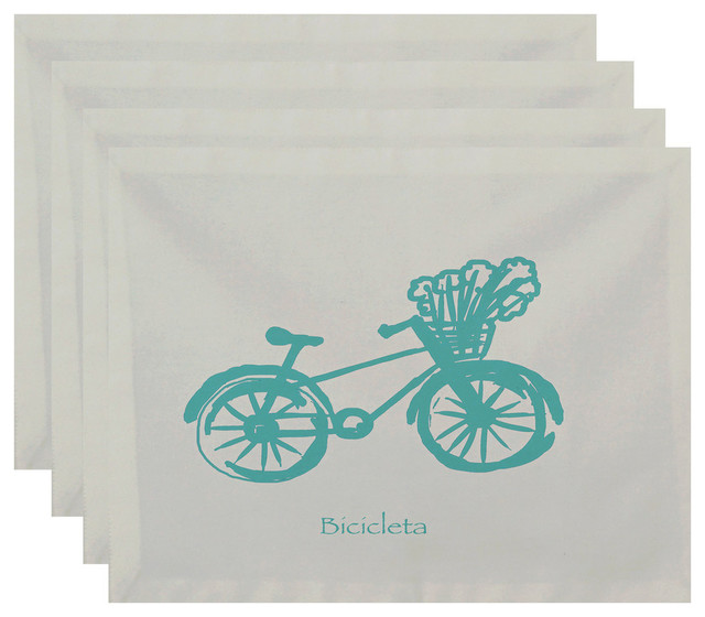 Polyester Decorative Placement, Bicicleta, Set of 4