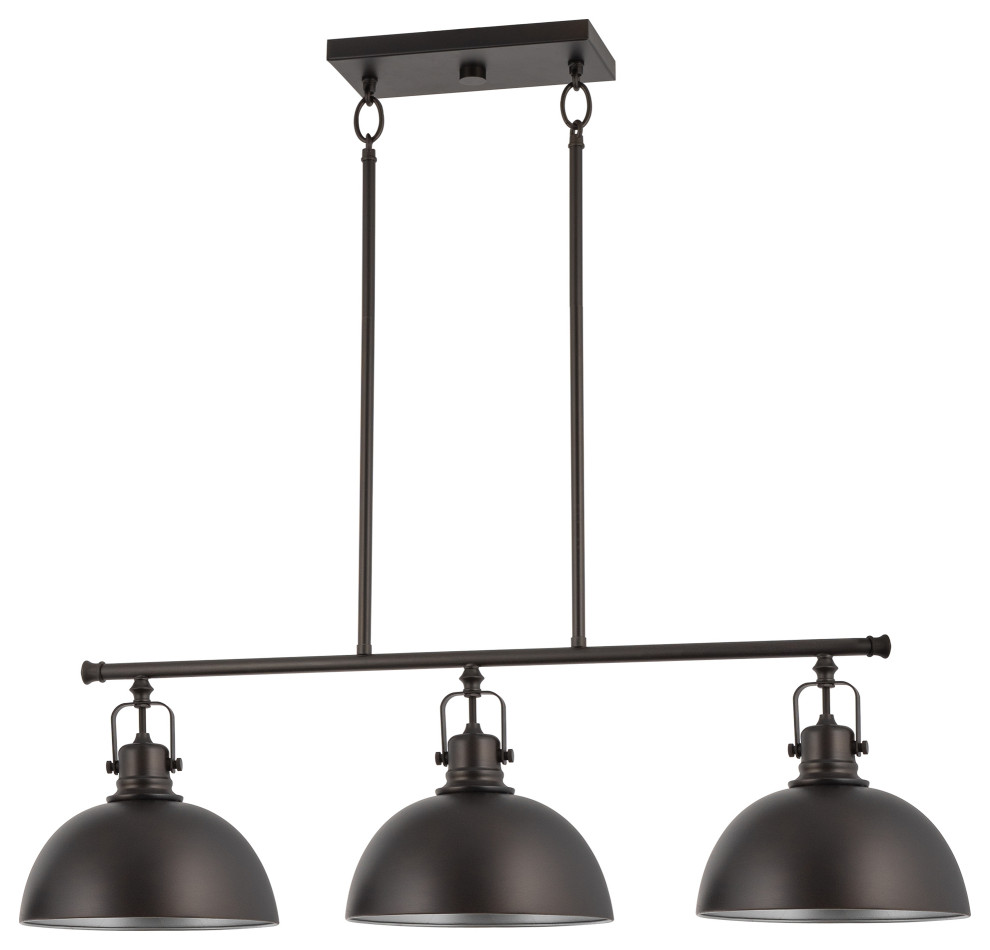 Kira Home Belle 34" Kitchen Island Light, Dome Shades, Swivel Joints, Oil Rubbed Traditional