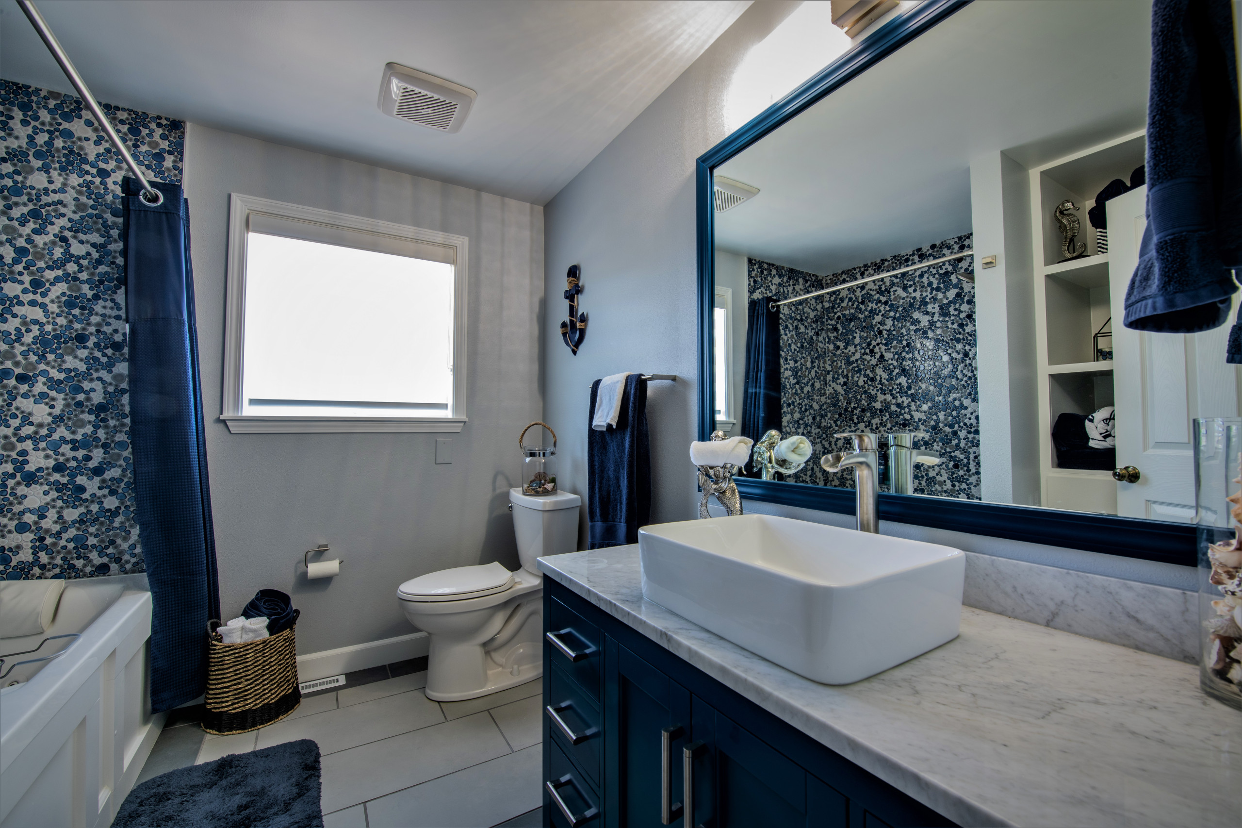 Contemporary coastal inspired bathroom