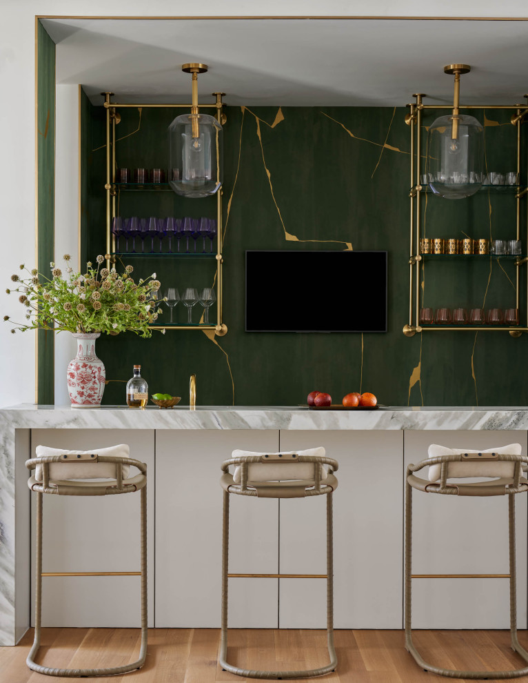 Inspiration for a transitional home bar remodel in Dallas