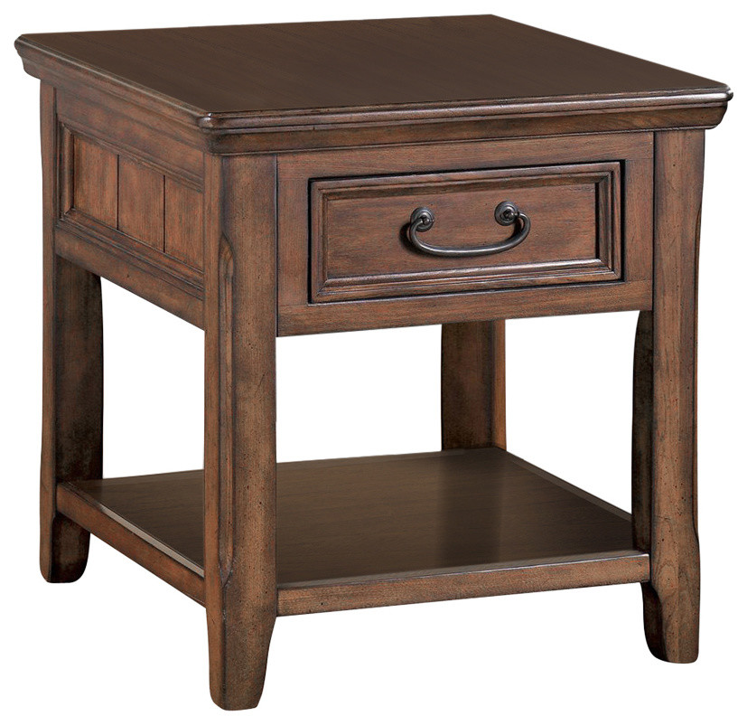 Woodboro Rectangular End Table, Dark Brown Transitional Side Tables