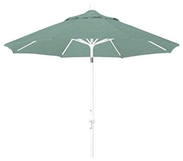 9' Matted White Collar Tilt Crank Lift Aluminum Umbrella, Sunbrella, Spectrum Mi