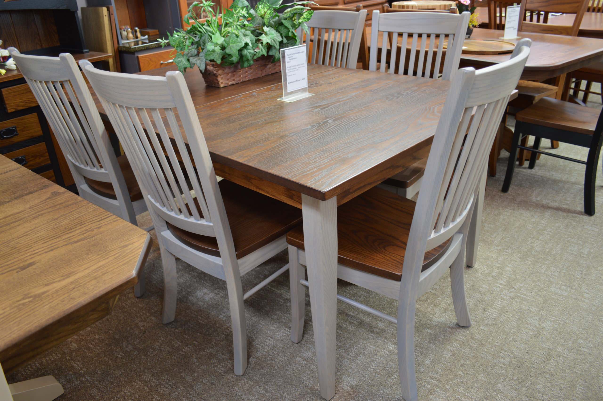 2 tone Oak hand planed shaker table and Carlisle chairs