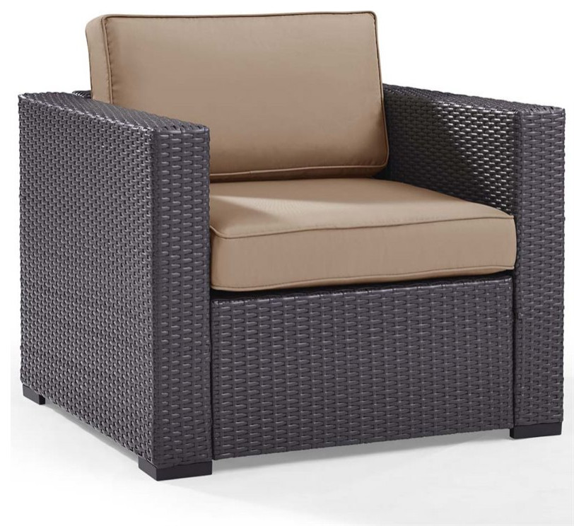 Crosley Furniture Biscayne Fabric Patio Arm Chair in Brown/Mocha (Set