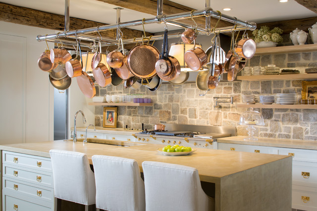 Bright Ideas For Displaying Pots And Pans, Kitchen Island Hanging Pot Racks