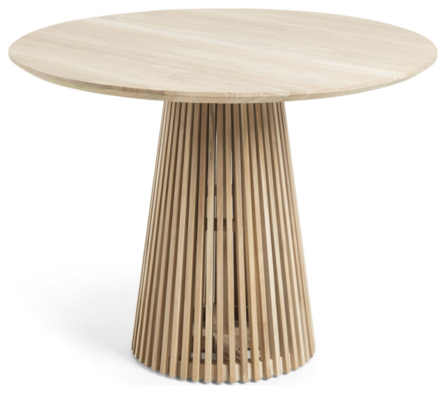 Round Teak Wood Pedestal Dining Table L, Round Wooden Pedestal Dining Table