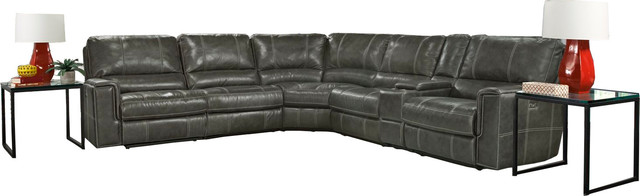 Parker Living Salinger Twilight 6 Piece Sectional With 1 Piece Armless Recliner Contemporary Sectional Sofas By Unlimited Furniture Group Houzz