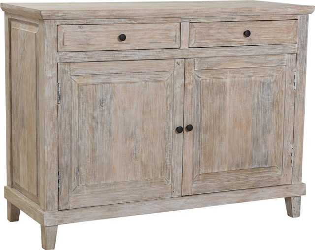 Sideboard Distressed White Wash Sealed Solid Mango Wood 2 Door