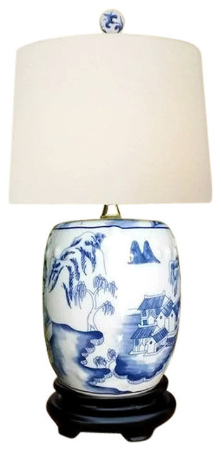 Chinese Blue And White Porcelain Mini Garden Stool Willow Table Chinese Blue And White Porcelain Mini Garden Stool Willow Table Lamp 17 5