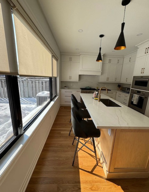 Main Floor with large window & patio door include an open concept kitchen