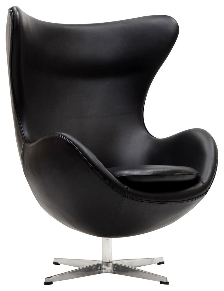 Modway EEI-528-BLK Glove Leather Lounge Chair, Black